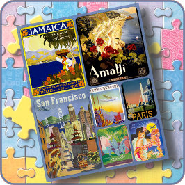 LEGPUZZEL - 7 Vintage Reisposter Collage