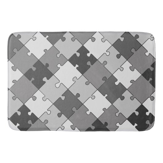 Legpuzzel Diagonaal Grafische Grijze Tonen Badmat (Voorkant)