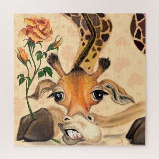 Legpuzzel Grappige Giraffe met Roos (Verticaal)