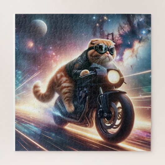 Legpuzzel kat op motorfiets (Verticaal)
