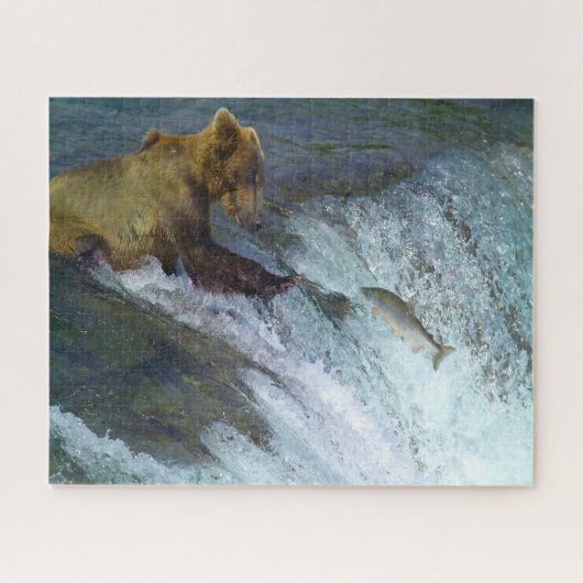 Legpuzzel Kodiak bruine beren vissen. (Horizontaal)
