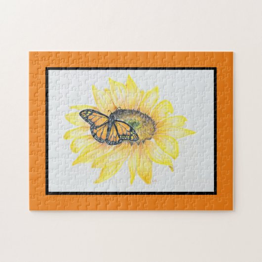 Legpuzzel Monarch op Zonnebloem (Horizontaal)