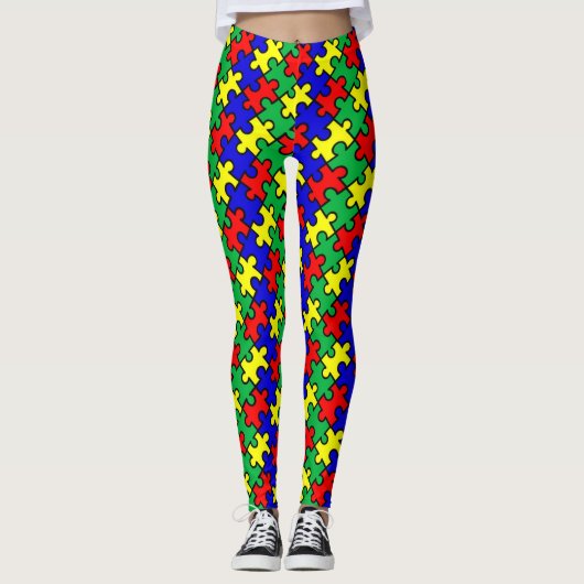 Legpuzzel Naadloos Patroon Leggings (Voorkant)