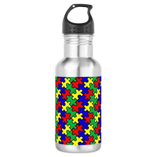 Legpuzzel Naadloos Patroon Waterfles (Voorkant)