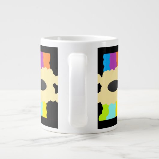 Legpuzzel patroon kunst gemengde kleuren op zwart grote koffiekop (Achterkant)