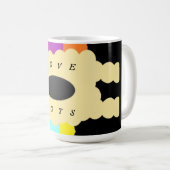 Legpuzzel patroon kunst gemengde kleuren op zwart koffiemok (Voorkant rechts)