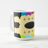 Legpuzzel patroon kunst gemengde kleuren op zwart koffiemok (Voorkant links)