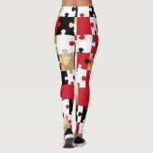 Legpuzzel Rood Zwart Goud Patroon Leggings (Achterkant)