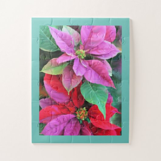 Legpuzzel Roze/Rode Poinsettias (Verticaal)