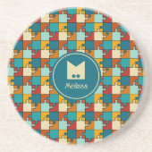 legpuzzel stukjes Patroon Monogram Zandsteen Onderzetter (Voorkant)