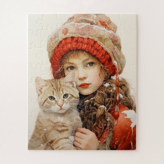 LEGPUZZEL VAN MEISJE EN KAT (Verticaal)