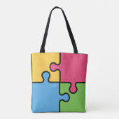 Legpuzzelpatroon met bewerkbare naam tote bag (Achterkant)