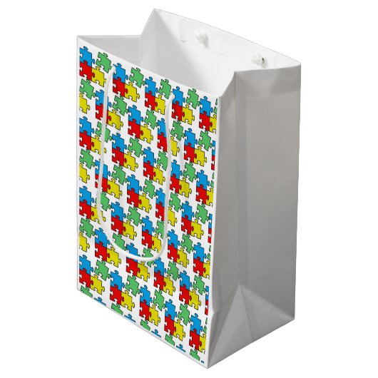 Legpuzzelstukken ontwerp medium cadeauzakje (Voorkant Gekanteld)