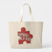 Legpuzzelverslaafde Puzzel Levensstijl Hobby Kunst Grote Tote Bag (Achterkant)