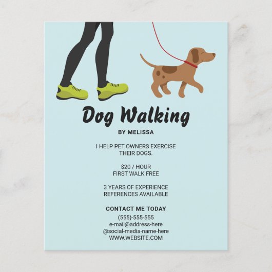Legs and a Cute Brown Dog - Dog Walking Business Flyer (Voorkant)