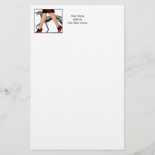 Legs Art Deco Women Greyhound Whippet Dog R Briefpapier (Voorkant)