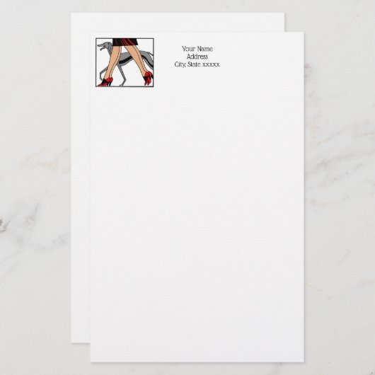 Legs Art Deco Women Greyhound Whippet Dog R Briefpapier (Voorkant / Achterkant)