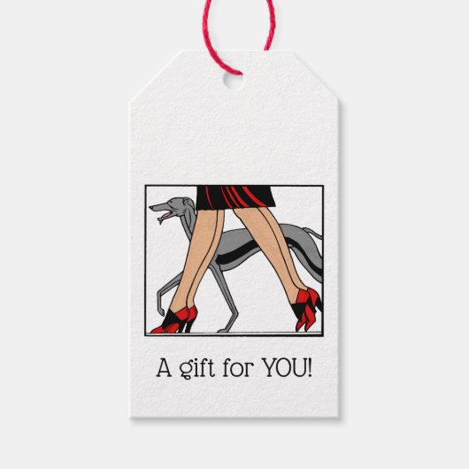 Legs Art Deco Women Greyhound Whippet Dog R Cadeaulabel (Voorkant)
