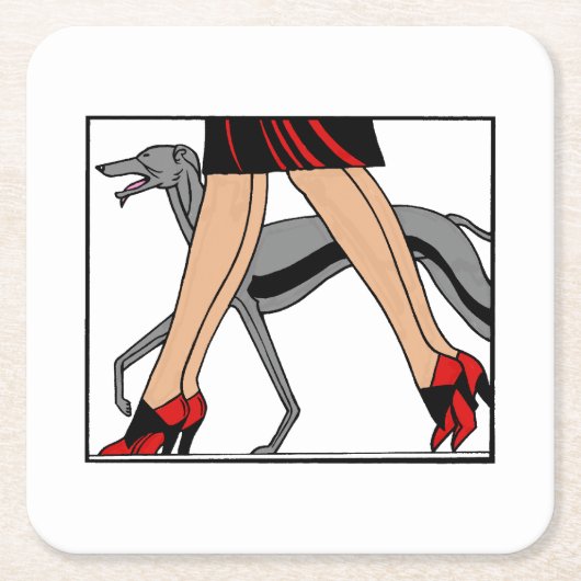 Legs Art Deco Women Greyhound Whippet Dog R Kartonnen Onderzetters (Voorkant)