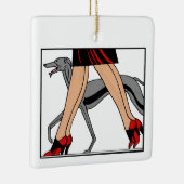 Legs Art Deco Women Greyhound Whippet Dog R Keramisch Ornament (Rechts)
