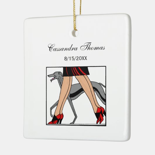Legs Art Deco Women Greyhound Whippet Dog R Keramisch Ornament (Links)