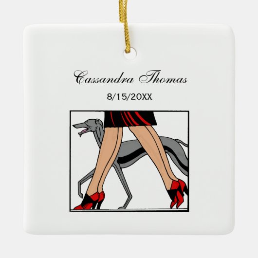 Legs Art Deco Women Greyhound Whippet Dog R Keramisch Ornament (Voorkant)