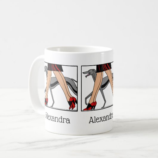 Legs Art Deco Women Greyhound Whippet Dog R Koffiemok (Voorkant links)