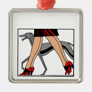 Legs Art Deco Women Greyhound Whippet Dog R Metalen Ornament