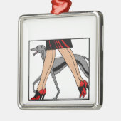Legs Art Deco Women Greyhound Whippet Dog R Metalen Ornament (Links)