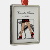 Legs Art Deco Women Greyhound Whippet Dog R Metalen Ornament (Rechts)