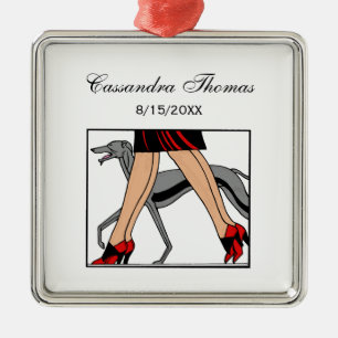 Legs Art Deco Women Greyhound Whippet Dog R Metalen Ornament