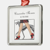 Legs Art Deco Women Greyhound Whippet Dog R Metalen Ornament (Links)