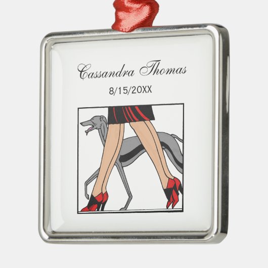 Legs Art Deco Women Greyhound Whippet Dog R Metalen Ornament (Links)