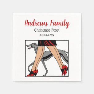 Legs Art Deco Women Greyhound Whippet Dog R Servetten