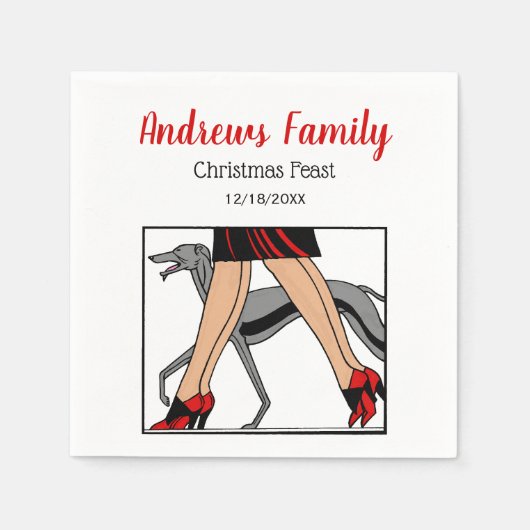 Legs Art Deco Women Greyhound Whippet Dog R Servetten (Voorkant)