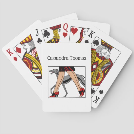 Legs Art Deco Women Greyhound Whippet Dog R Speelkaarten (Achterkant)