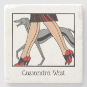 Legs Art Deco Women Greyhound Whippet Dog R Stenen Onderzetter (Voorkant)