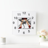 Legs Art Deco Women Greyhound Whippet Dog R Vierkante Klok (Huis)