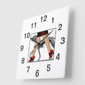 Legs Art Deco Women Greyhound Whippet Dog R Vierkante Klok (Hoek)