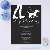 Legs & Dog Silhouette op Black Dog Walker Business Flyer (Enkel)