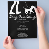 Legs & Dog Silhouette op Black Dog Walker Business Flyer (Hand)