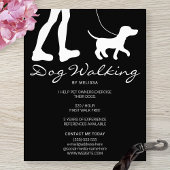 Legs & Dog Silhouette op Black Dog Walker Business Flyer