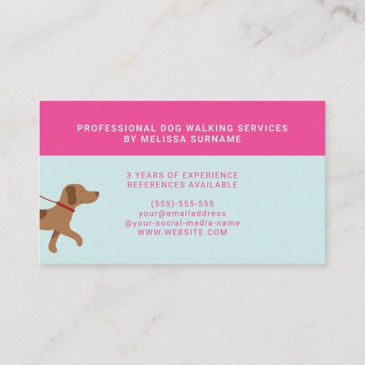 Legs en een crème bruine hond - tandproppen visitekaartje (Achterkant)