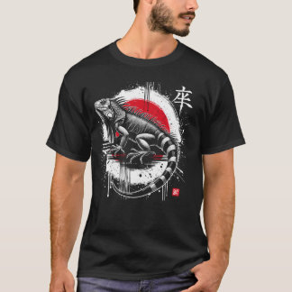 Leguaan. Cool Sumi-e Dier Zonsondergang. T-shirt