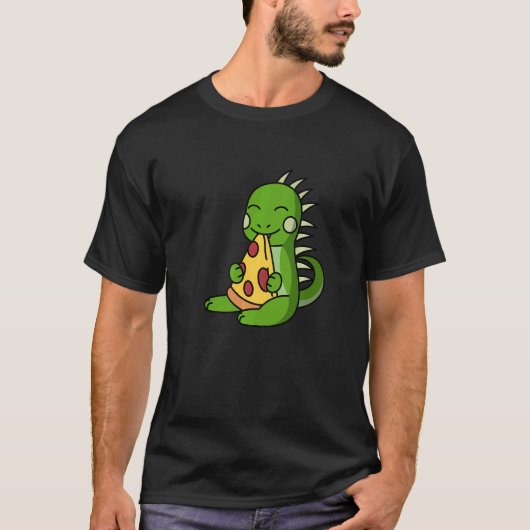Leguaan eet pizza huisdier t-shirt (Voorkant)