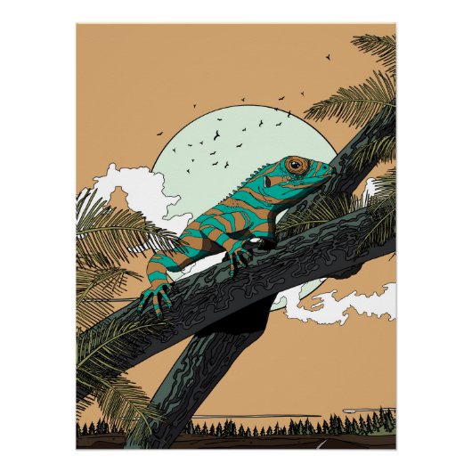 Leguaan in de Jungle Perfect Poster (Voorkant)