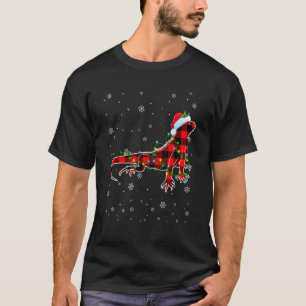 Leguaan Kerstman Hoed Cute Dieren Kerstverlichting T-shirt
