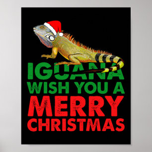 Leguaan Wens Je Prettig Kerstmis Grappige Leguaan Poster