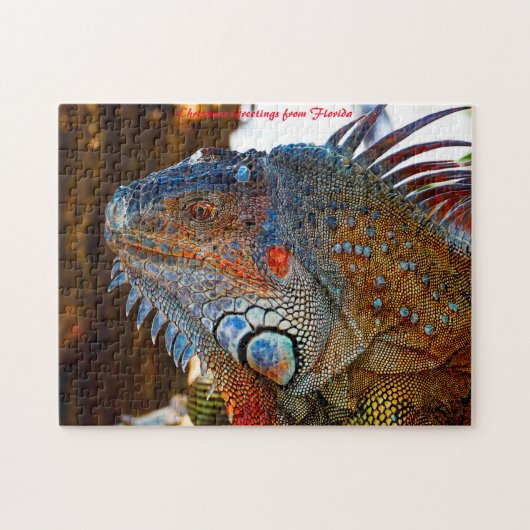 Leguaanhagedis Florida . Kerstgroeten Legpuzzel (Horizontaal)