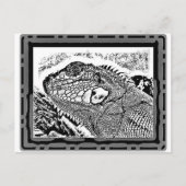 Leguan zwart-wit briefkaart (Voorkant)